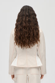 Stine Goya Peplum Collar Jacket Outerwear Natural / Contrast Red