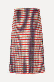 Stine Goya Plaited Flared Skirt Knit Navy / Red / Cream