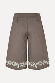 Stine Goya Pleated Eyelet Bermuda Shorts Cherries On A Paisley
