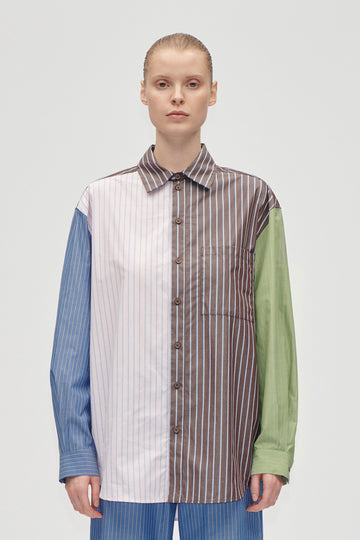 Stine Goya Pocket Oversized Shirt Top Multistripes Mix