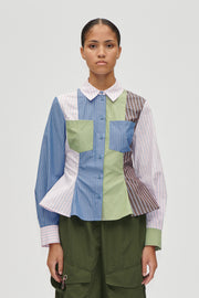 Stine Goya Pocket Peplum Shirt Top Multistripes Mix