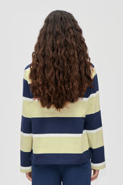 Stine Goya Polo Long Sleeve Top Top Yellow and Navy Blue Stripes