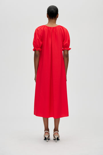 Stine Goya Puff Sleeve Detail Long Dress Dress Fiery Red