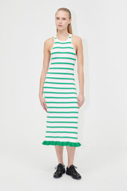 Stine Goya Ruffle Tank Dress Dress Green and Pink Stripes