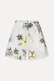 Stine Goya Scalloped Elasticated Waistband Shorts Shorts Wild Flowers Embroidery