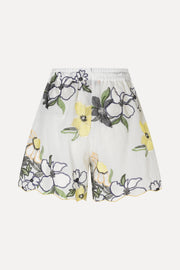 Stine Goya Scalloped Elasticated Waistband Shorts Shorts Wild Flowers Embroidery
