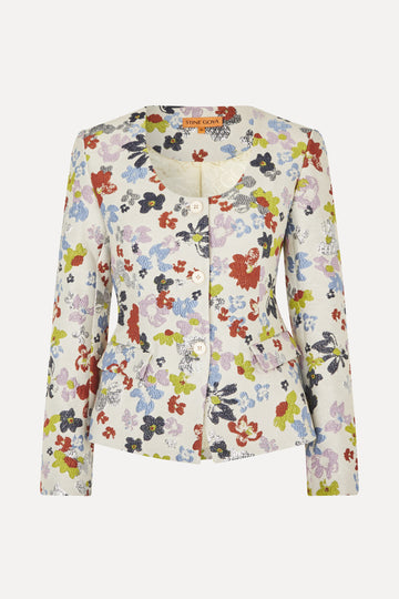 Stine Goya Scooped Neckline Tailored Jacket Jacket Skyfall Flowers