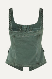 Stine Goya Scoopneck Pockets Vest Top Dark Green