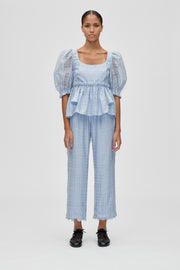 Stine Goya Sheer Ruffling Long Pants Pants Brunnera Blue
