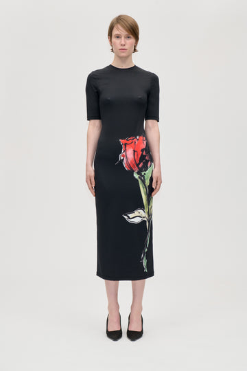 Stine Goya Short Sleeve Crewneck Midi Dress Dress The Rose