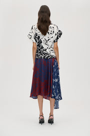 Stine Goya Skirt Asymmetric With Pleats Skirt Graphic Rose Burgundy
