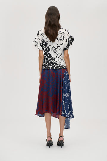 Stine Goya Skirt Asymmetric With Pleats Skirt Graphic Rose Burgundy