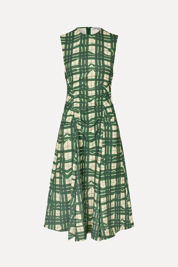 Stine Goya Sleeveless Gathered Midi Dress Dress Checkered Wave