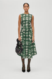 Stine Goya Sleeveless Gathered Midi Dress Dress Checkered Wave
