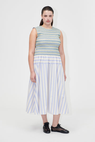 Stine Goya Smocked Gathered Tank Dress Dress Pastel Stripes
