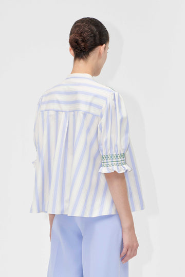 Stine Goya Smocked Gathered Top Top Pastel Stripes