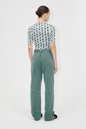 Stine Goya Structured Long Pants Pants Dark Green