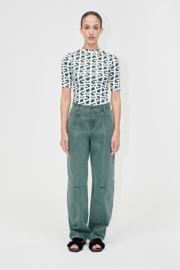 Stine Goya Structured Long Pants Pants Dark Green