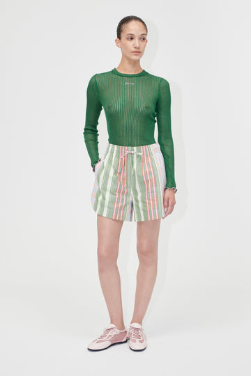 Stine Goya Structured Shorts Shorts Forest Stripe