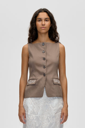 Stine Goya Tailored Tank Vest Top Cherries On A Paisley