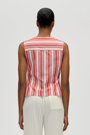 Stine Goya Tie Front Vest Top Scarlet Trot