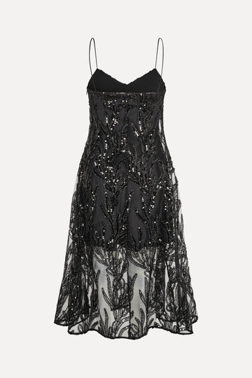 Stine Goya V Neck Midi Dress Dress Abstract Embellishment