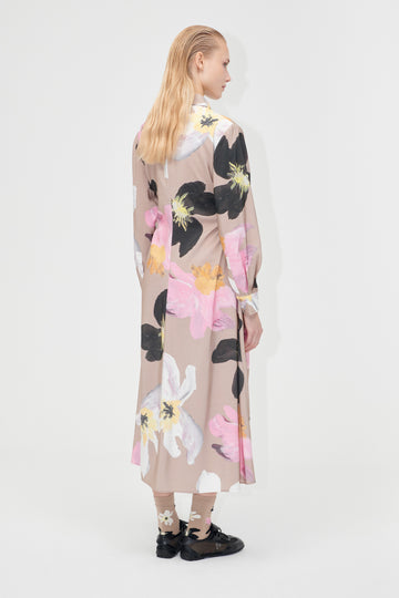 Stine Goya Waist Gather Shirt Midi Dress Dress Wild Flowers