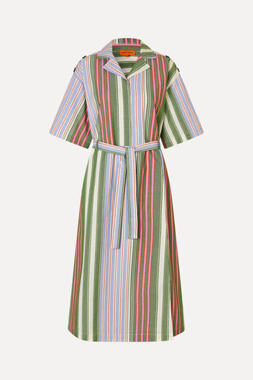 Stine Goya Workwear Midi Dress Dress Forest Stripe